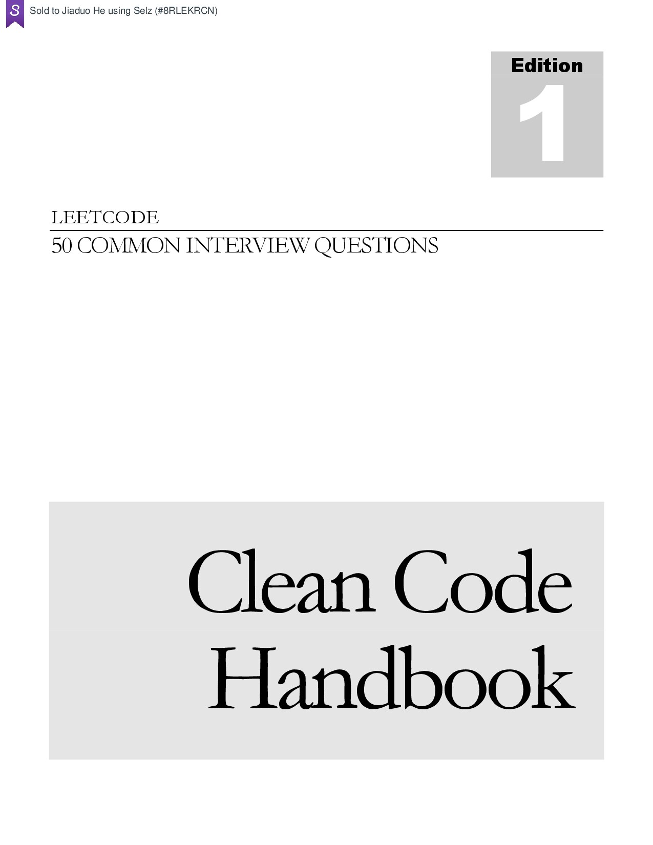LeetCode Clean Code Handbook 50 Common Interview Questions